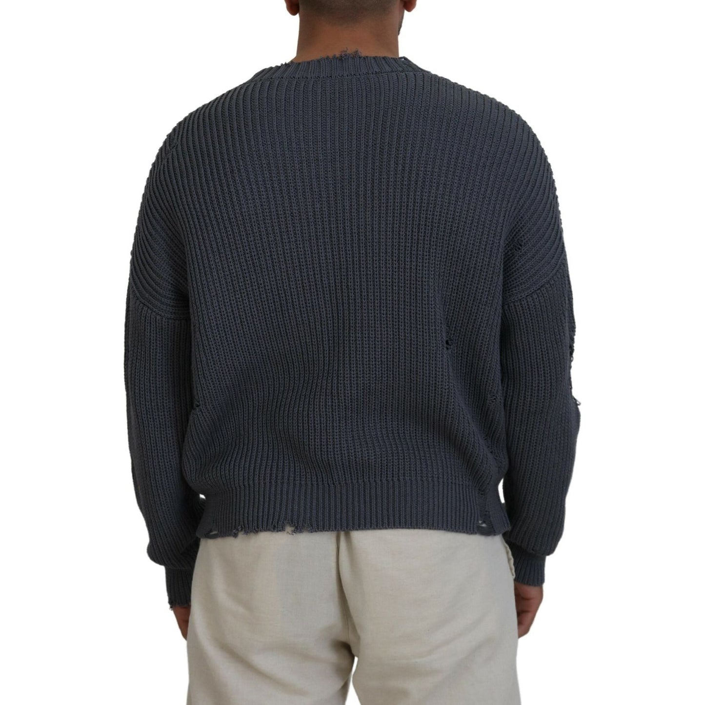 Dsquared² Gray Men Tattered Knitted Pullover Sweater 1728,67345645728,Clothing,Dsquared²,Gray,IT48 | M,Material: 100% Cotton,Men,Preowned / Defect,Sweaters - Clothing,Sweaters - Men - Clothing,Sweatshirts - Sweaters - Clothing