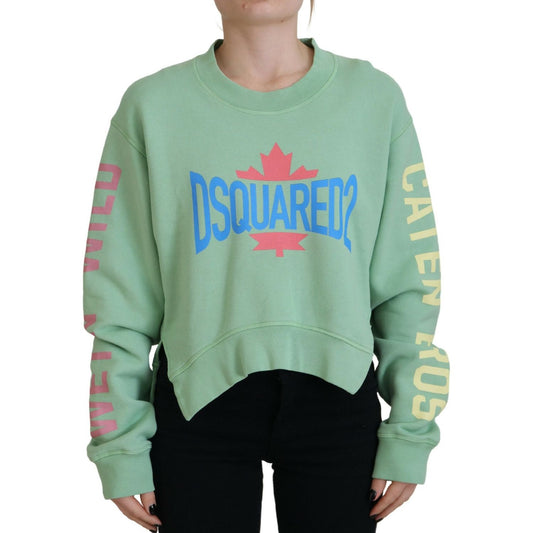 Dsquared² Green Logo Printed Crew Neck Long Sleeve Sweater 1728,67345645728,Clothing,Dsquared²,Green,IT38 | XS,Material: 100% Cotton,Preowned / Defect,Sweaters - Clothing,Sweaters - Women - Clothing,Sweatshirts - Sweaters - Clothing,Women