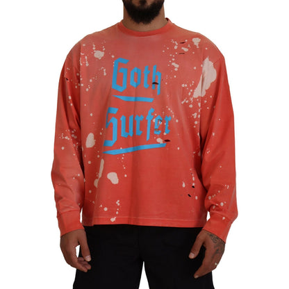 Dsquared² Orange Printed Long Sleeves Pullover Sweater 1728,67345645728,Clothing,Dsquared²,IT48 | M,Material: 100% Cotton,Men,Orange,Preowned / Defect,Sweaters - Clothing,Sweaters - Men - Clothing,Sweatshirts - Sweaters - Clothing
