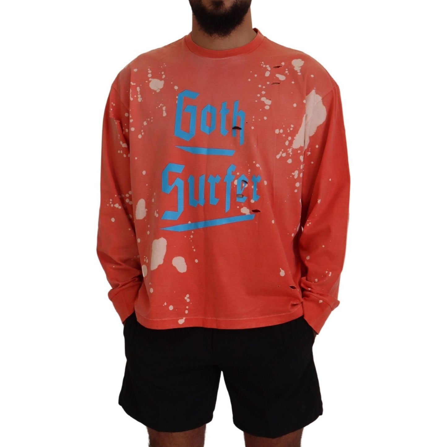 Dsquared² Orange Printed Long Sleeves Pullover Sweater 1728,67345645728,Clothing,Dsquared²,IT48 | M,Material: 100% Cotton,Men,Orange,Preowned / Defect,Sweaters - Clothing,Sweaters - Men - Clothing,Sweatshirts - Sweaters - Clothing