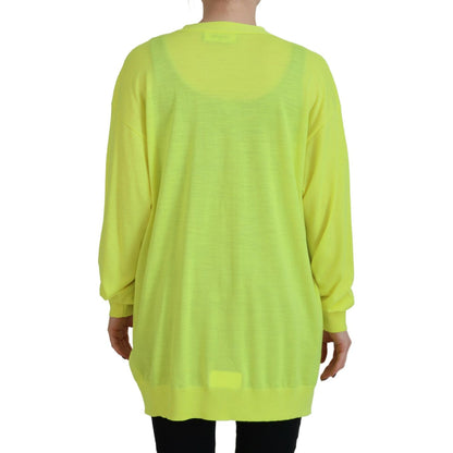 Dsquared² Yellow Wool Knitted Buttoned Cardigan Sweater 1728,67345645728,Cardigans - Sweaters - Clothing,Clothing,Dsquared²,IT38 | XS,Material: 100% Virgin Wool,Preowned / Defect,Sweaters - Clothing,Sweaters - Women - Clothing,Women,Yellow