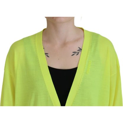 Dsquared² Yellow Wool Knitted Buttoned Cardigan Sweater 1728,67345645728,Cardigans - Sweaters - Clothing,Clothing,Dsquared²,IT38 | XS,Material: 100% Virgin Wool,Preowned / Defect,Sweaters - Clothing,Sweaters - Women - Clothing,Women,Yellow