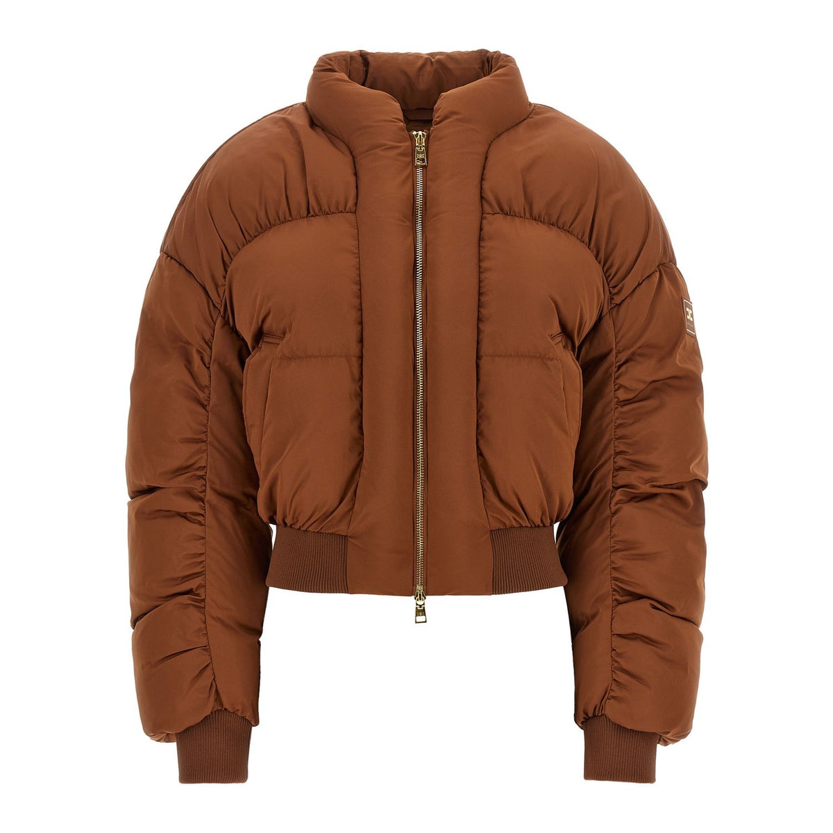 Elisabetta Franchi Brown Polyester Full-Length Jacket