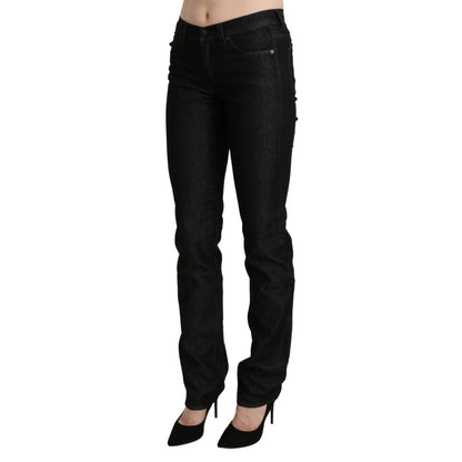 Ermanno Scervino Black Mid Waist Skinny Slim Denim Trouser Ermanno Scervino