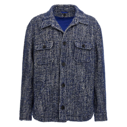 Etro Blue Wool Full-Length Jacket