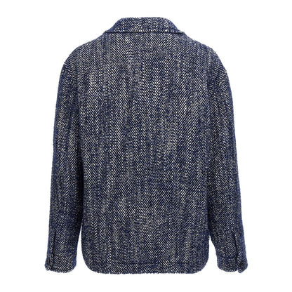 Etro Blue Wool Full-Length Jacket