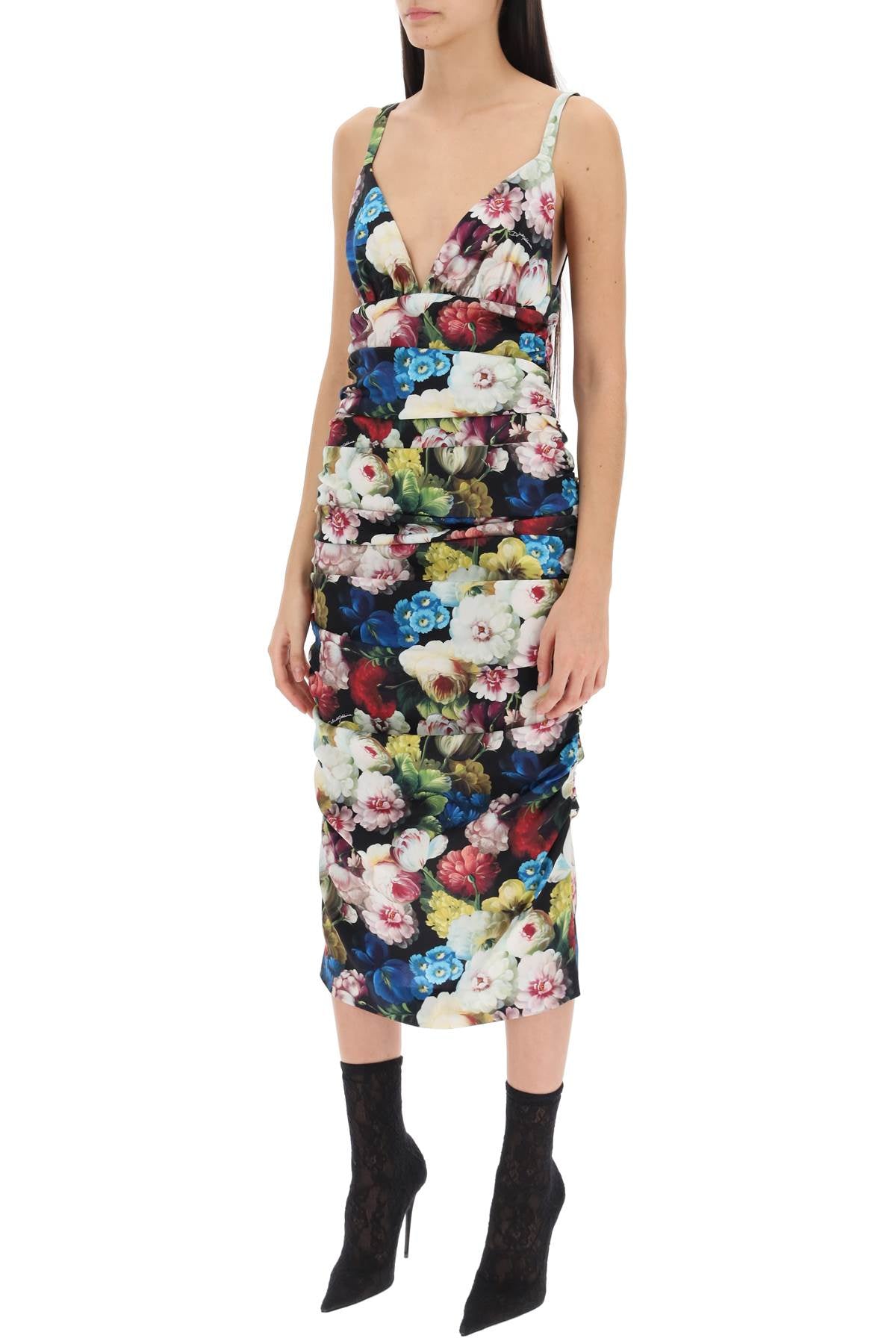 Dolce & Gabbana Dolce & Gabbana nocturnal flower draped midi dress