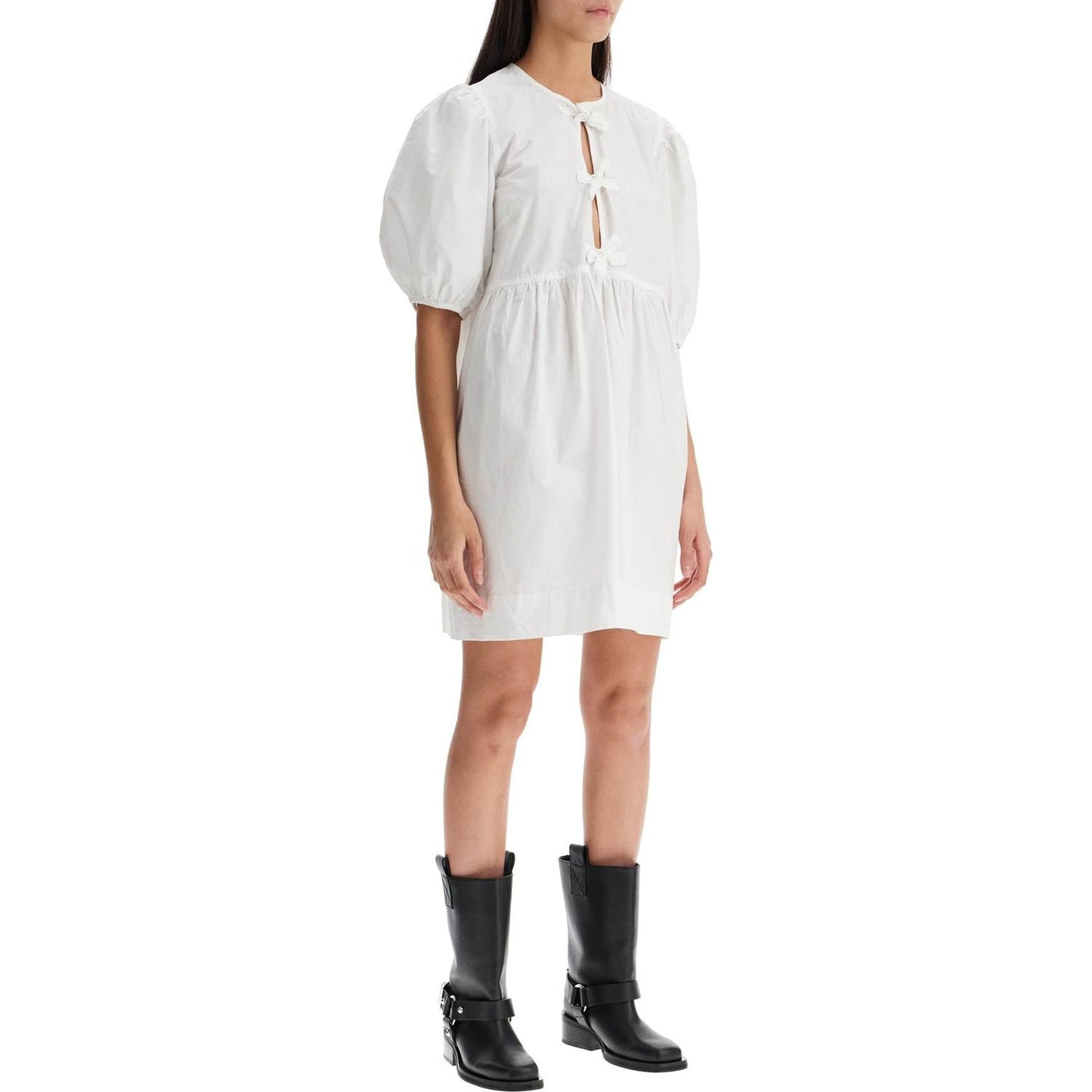 Ganni organic cotton tie string mini dress Dresses Ganni