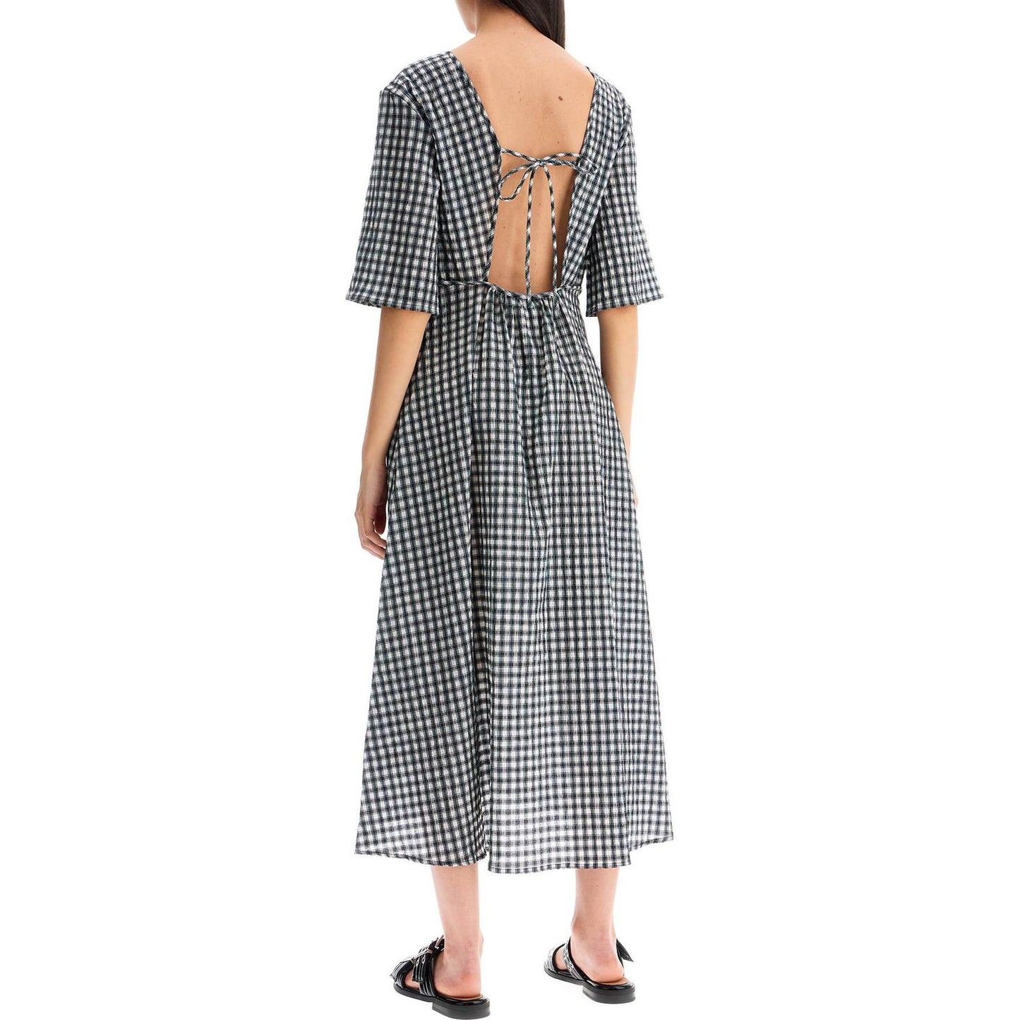 Ganni midi seersucker check dress Dresses Ganni