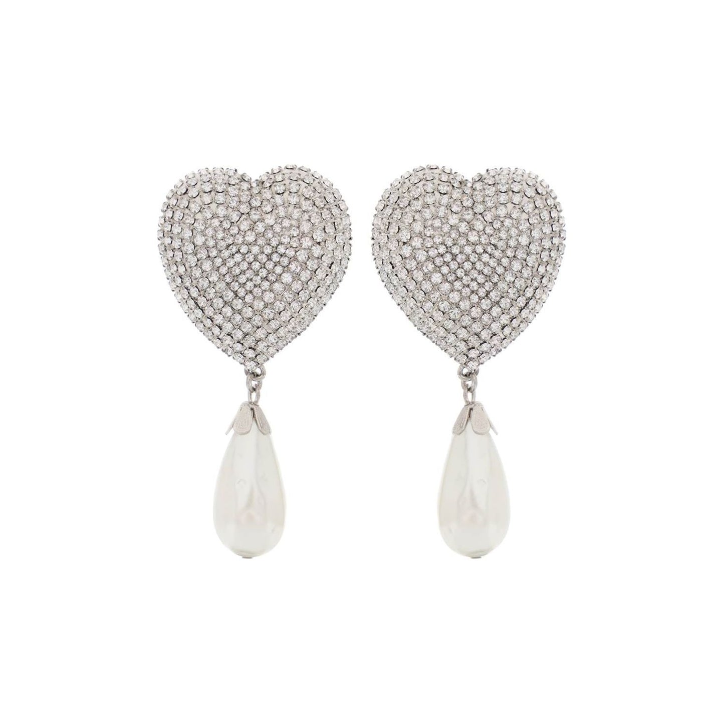 Alessandra Rich heart crystal earrings with pearls Jewellery Alessandra Rich