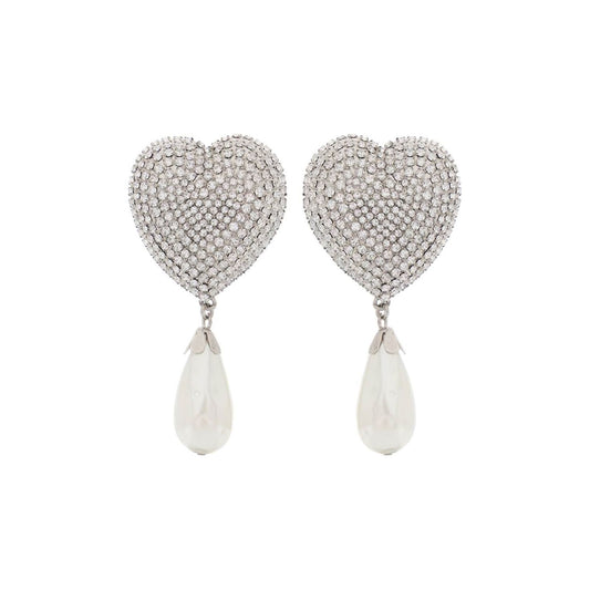 Alessandra Rich heart crystal earrings with pearls Jewellery Alessandra Rich