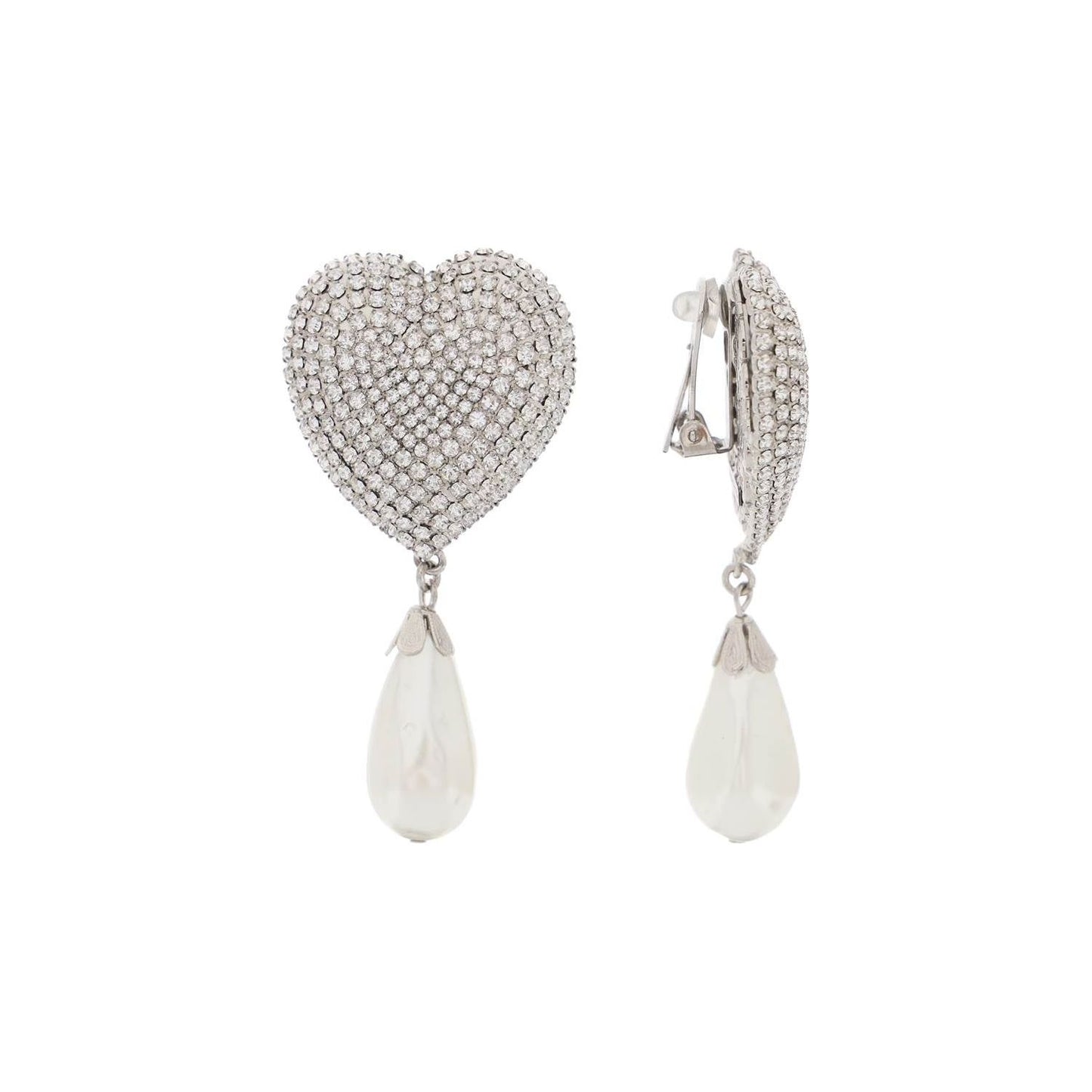 Alessandra Rich heart crystal earrings with pearls Jewellery Alessandra Rich