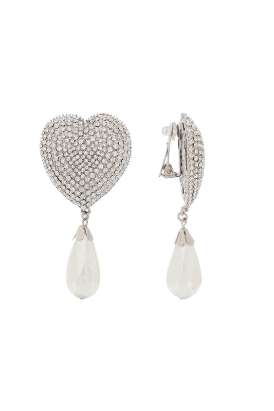 Alessandra Rich heart crystal earrings with pearls Jewellery Alessandra Rich