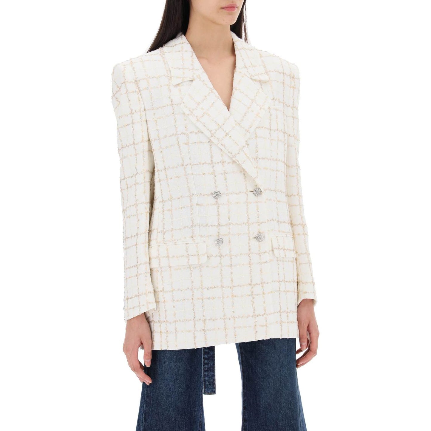 Alessandra Rich oversized tweed jacket with plaid pattern Jackets Alessandra Rich