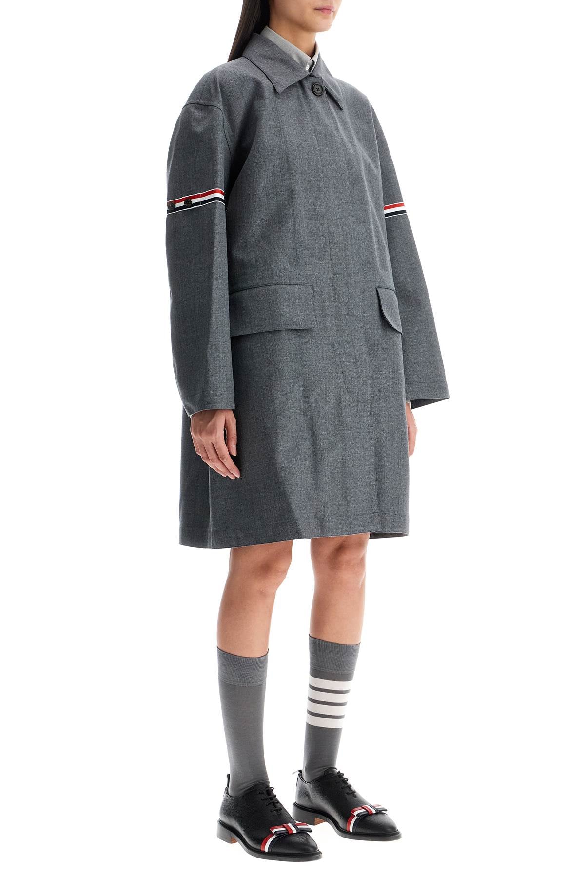 Thom Browne waterproof technical wool coat with rwb stripes Jackets Thom Browne