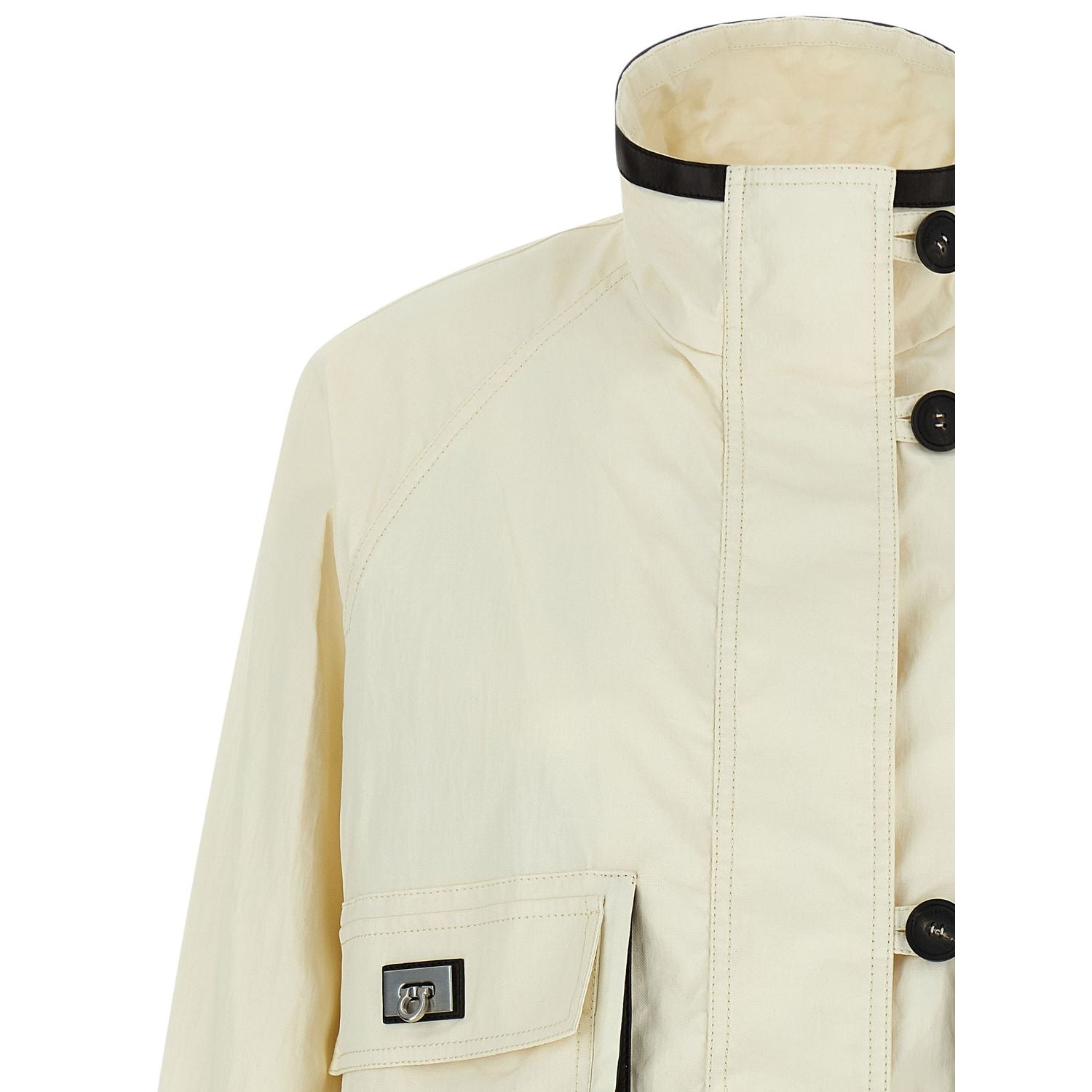 Ferragamo White Linen Full-Length Jacket