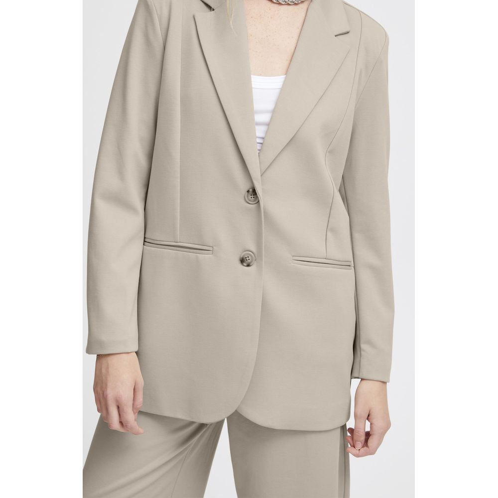 ICHI Beige Recycled Polyester Blazer
