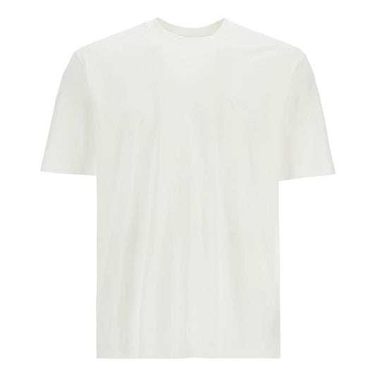 Y-3 white cotton t-shirt with wide neckline