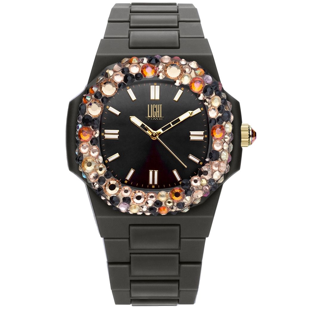 LIGHT TIME Mod. VELVET NAUTILUS - Black Rainbow Strass