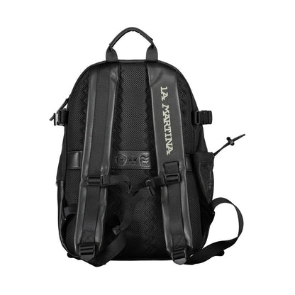 La Martina Black Polyester Men Backpack