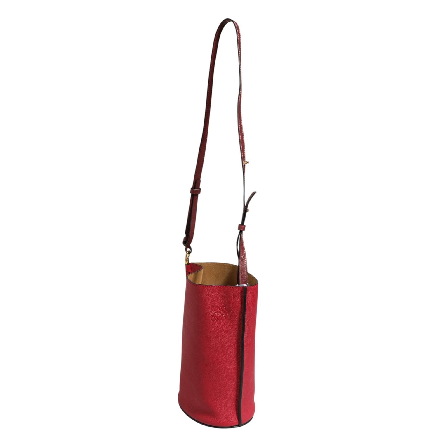 Loewe Gate Raspberry & Wine Leather Bucket Bag