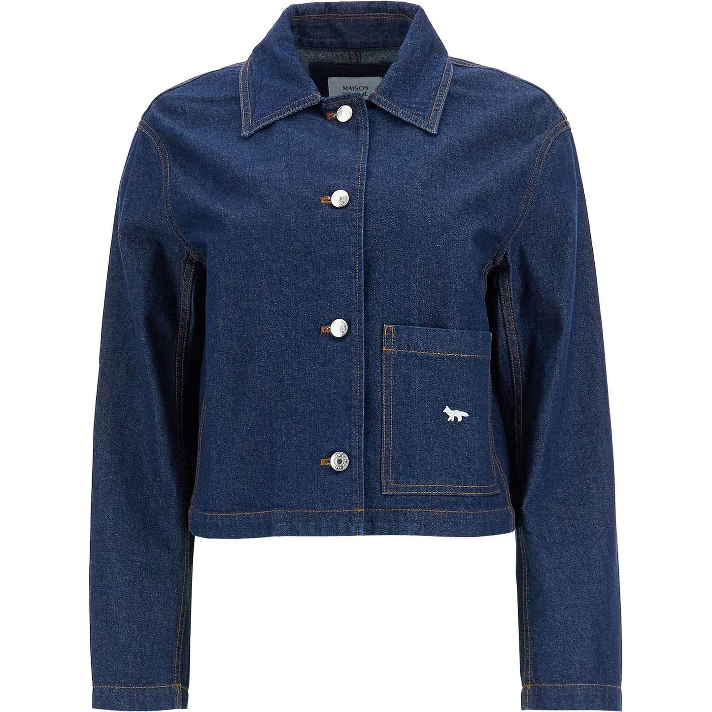 Maison Kitsune cropped denim jacket for women Jackets Maison Kitsune