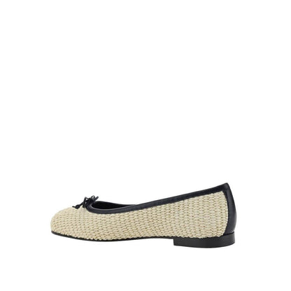 Manolo Blahnik Beige Raffia Ballet Flats