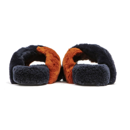 Mr&Mrs Italy Blue Rabbit Fur Women Sandal