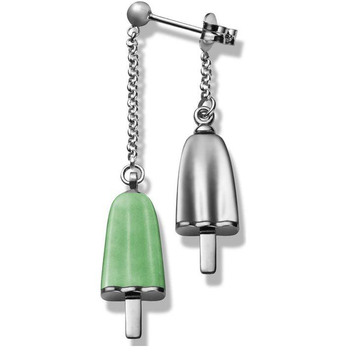 AMBROSINI JEWELS -  ORECCHINI doppi ARGENTO 925° ghiacciolo finitura bianca pietra verde DESIGNER FASHION JEWELLERY AMBROSINI JEWELS