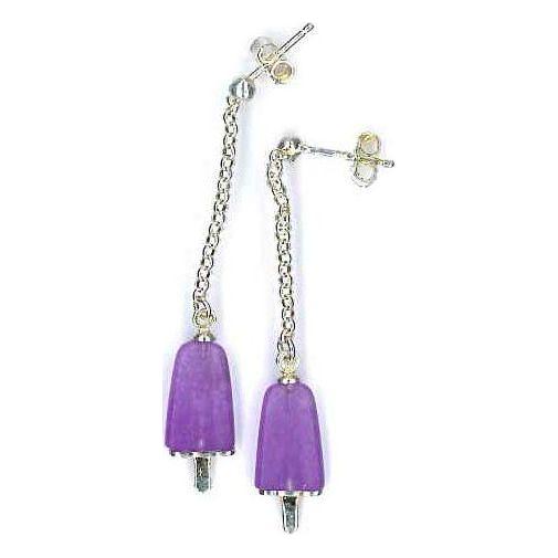 AMBROSINI JEWELS -  ORECCHINI ARGENTO 925°  ghiacciolo finitura bianca pietra viola piccoli (14x8mm) DESIGNER FASHION JEWELLERY AMBROSINI JEWELS