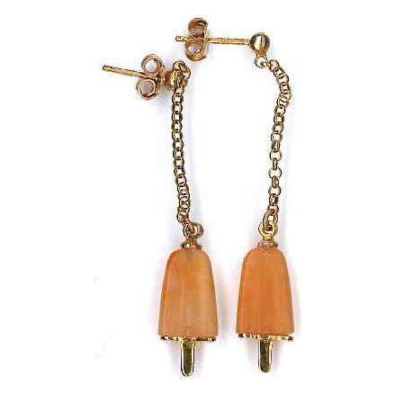 AMBROSINI JEWELS -  ORECCHINI ARGENTO 925°  ghiacciolo finitura rosé pietra arancio piccoli (14x8mm) DESIGNER FASHION JEWELLERY AMBROSINI JEWELS