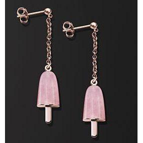 AMBROSINI JEWELS -  ORECCHINI ARGENTO 925°  ghiacciolo finitura rosé pietra rosa piccoli (14x8mm) DESIGNER FASHION JEWELLERY AMBROSINI JEWELS