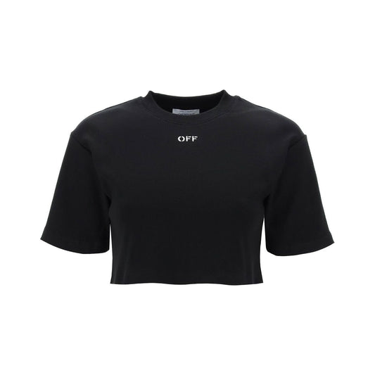 Off-White cropped t-shirt with off embroidery Topwear Off-White