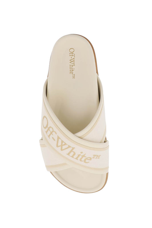 Off-White embroidered logo leather slides Sandals Off-White