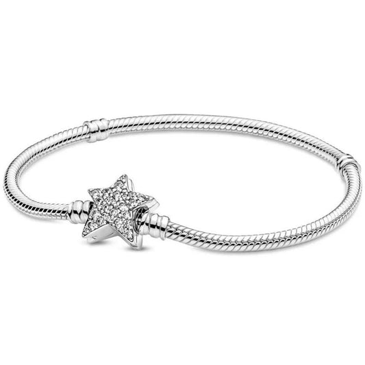 PANDORA Mod. MOMENTS ASYMMETRIC STAR CLASP SNAKE CHAIN BRACELET