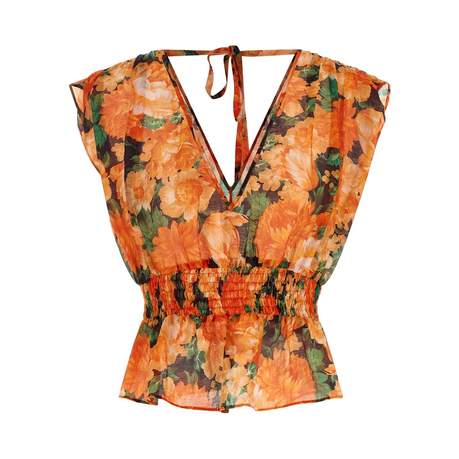 PINKO Orange Lyocell Pattern Shirt