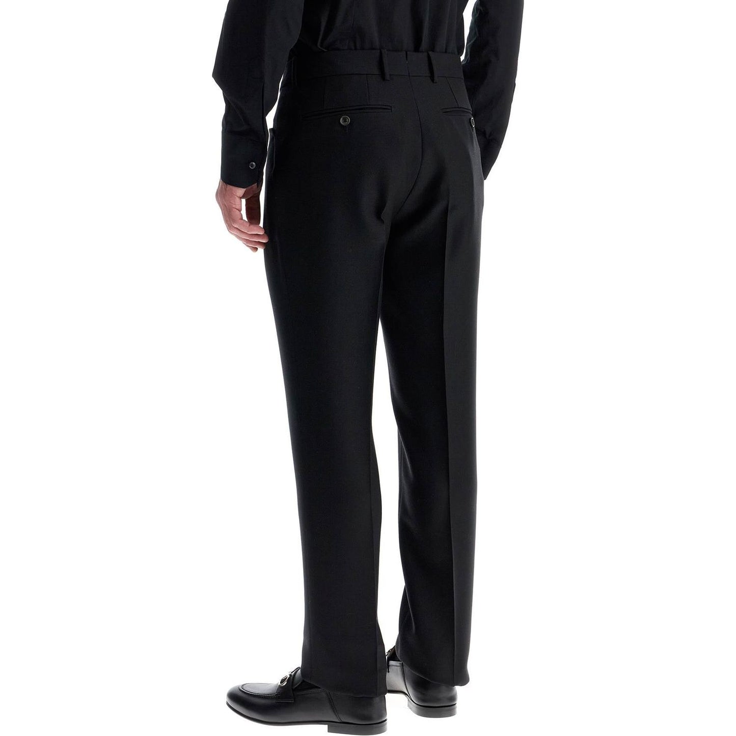 Tom Ford regular fit black wool and silk trousers