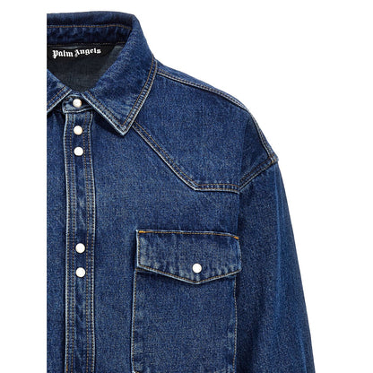 Palm Angels Blue Polyester Denim Jacket