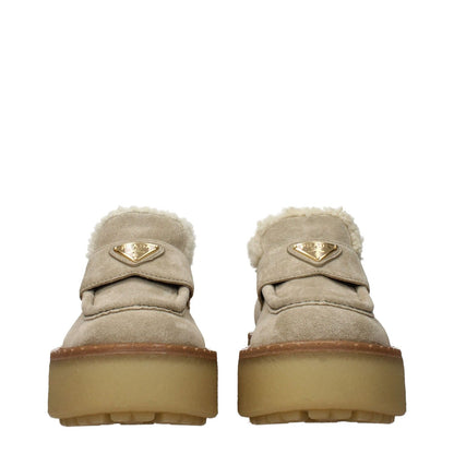 Prada Beige Leather Platform Loafers 1728,75667636384,Beige,EU36/US6,Loafers - Shoes,New with tags,Platform - Loafers - Shoes,Prada,Shoes,Women