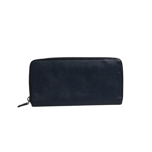 Prada Navy Oliver Embossed Leather Zip-Around Wallet