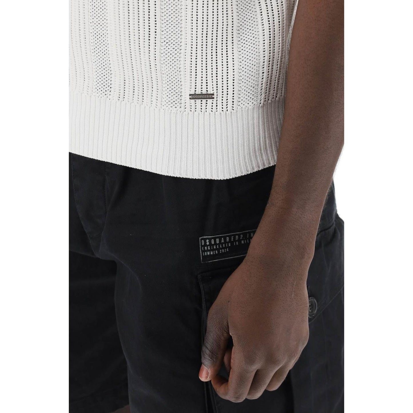 Dsquared2 perforated knit polo shirt