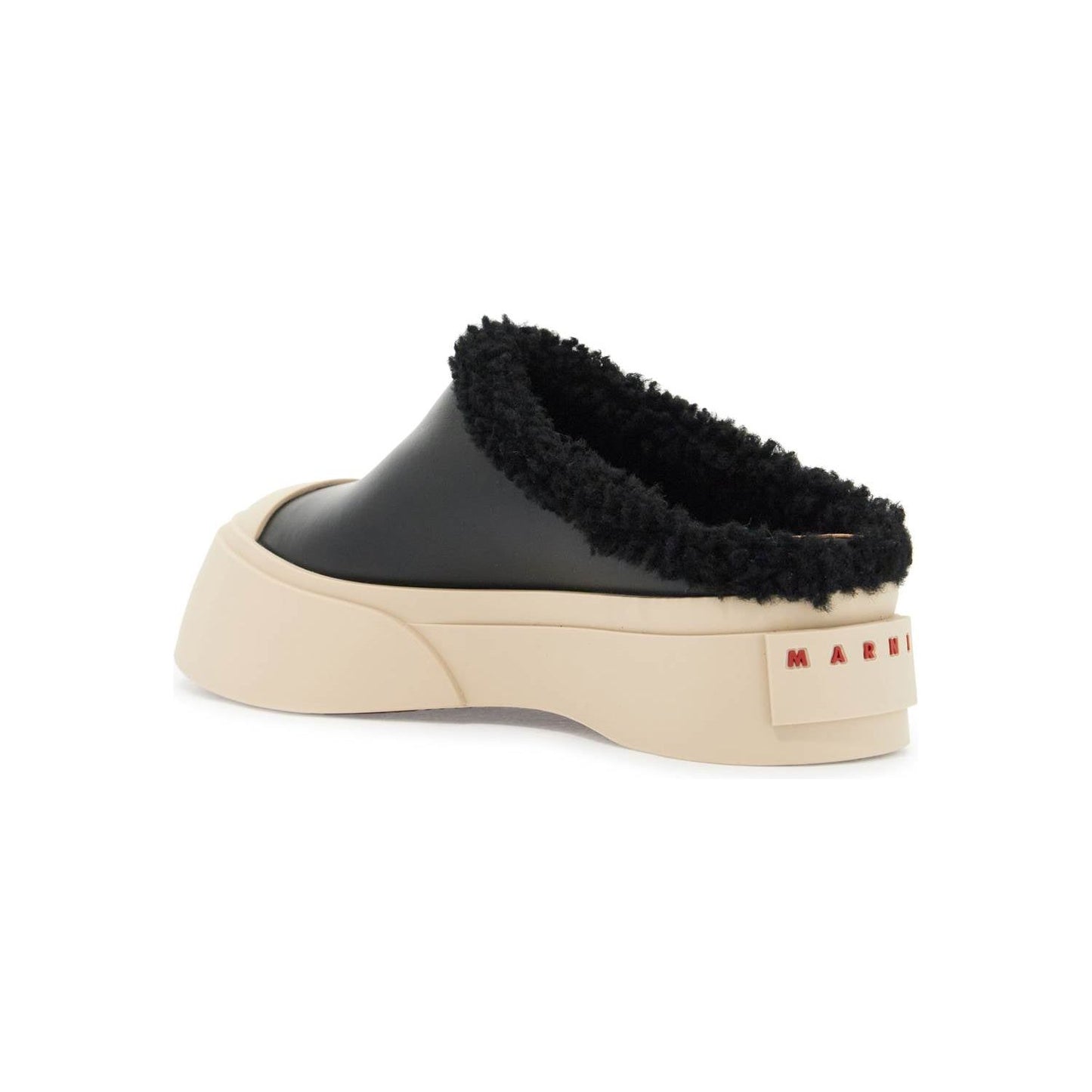 Marni pablo leather and shearling clog