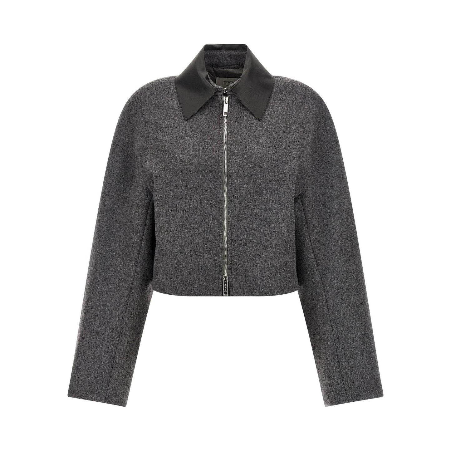 Sportmax Gray Virgin Wool Full-Length Jacket