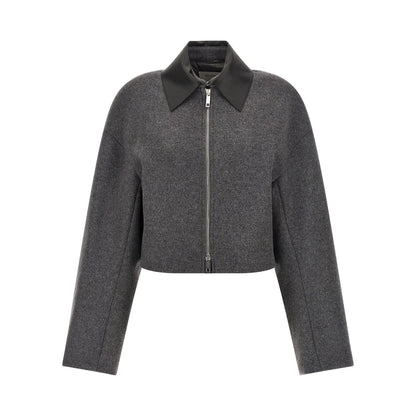 Sportmax Gray Virgin Wool Full-Length Jacket