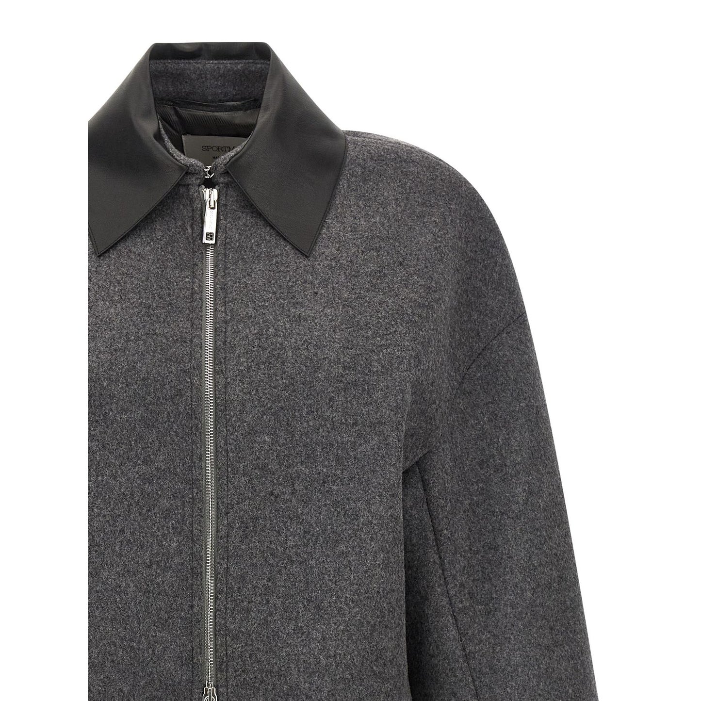 Sportmax Gray Virgin Wool Full-Length Jacket