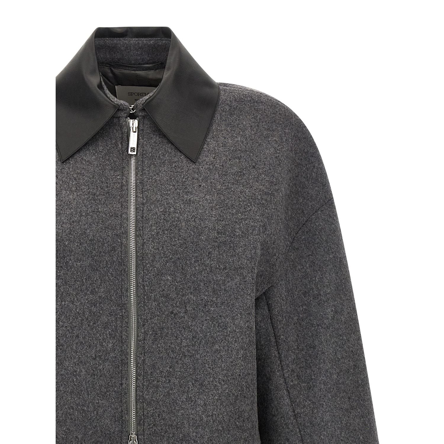 Sportmax Gray Virgin Wool Full-Length Jacket
