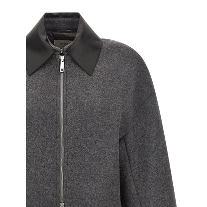 Sportmax Gray Virgin Wool Full-Length Jacket