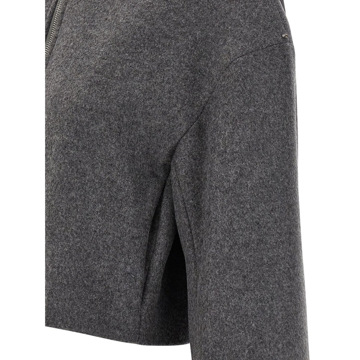 Sportmax Gray Virgin Wool Full-Length Jacket