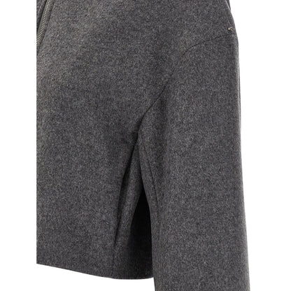 Sportmax Gray Virgin Wool Full-Length Jacket
