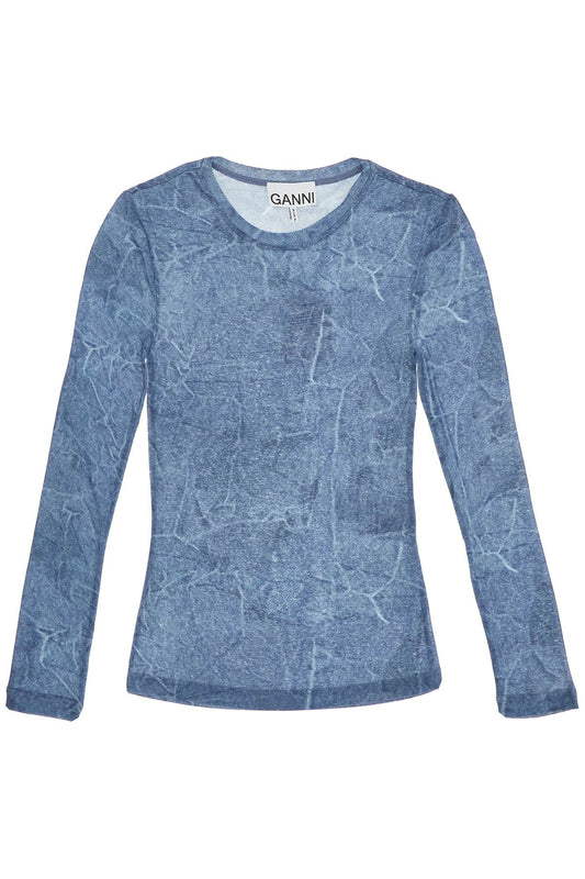 Ganni Ganni long-sleeved denim effect top for